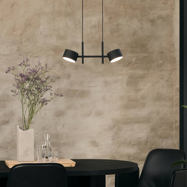 OSRAM LED závěsné světlo Decor Kyoto, 2-ramenné, černé, stmívatelné, stmívatelný, Černá, Obývací pokoj / jídelna, Hliník, Moderní