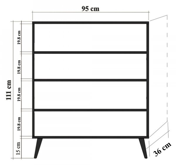 Hanah Home Komoda Kikos 95 cm dub sonoma/modrá