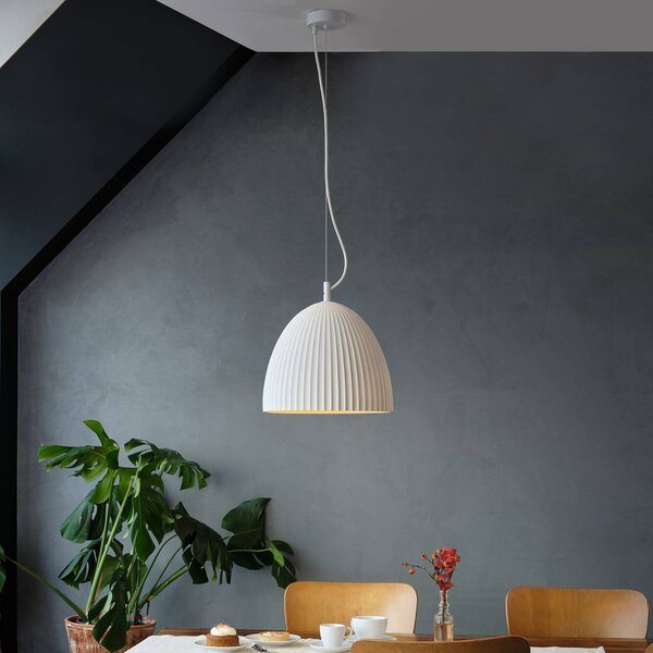 OSRAM závěsné světlo Decor Plaster Routes Bell, bílá, sádra, E27, stmívatelný, Bílá / opál, Obývací pokoj / jídelna, Sádra / hlína