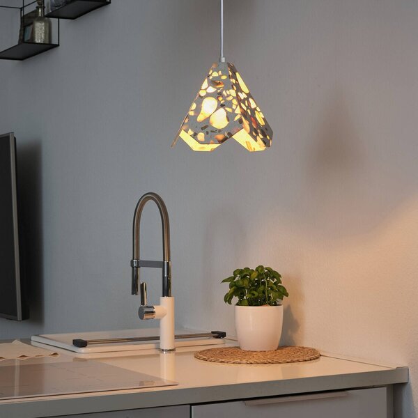 OSRAM Závěsné světlo Decor Gleam Flower, teraco, béžová, E27, stmívatelný, Obývací pokoj / jídelna, Kámen