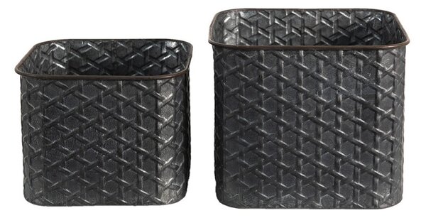 2ks zinkový antik dekorační obal na květináč - 20*20*17 / 18*18*14 cm - Clayre & Eef