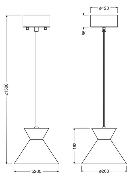 OSRAM Závěsné světlo Decor Waist, ocel, černé, E27, stmívatelný, Černá, Obývací pokoj / jídelna, kov, Moderní