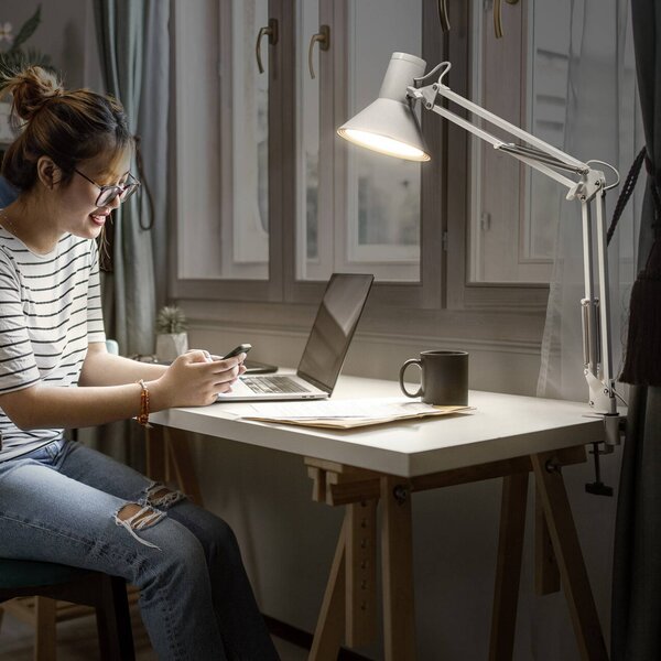 OSRAM LED svítidlo Office Line Desk Retro, bílé, 3 000 K, stmívatelný, Bílá / opál, Pracovna / kancelář, kov