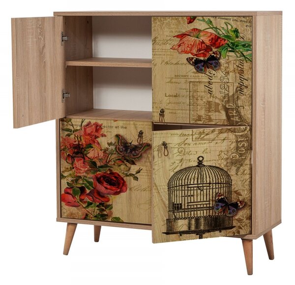 Hanah Home Komoda Kikos 95 cm hnědá/červená