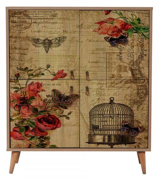 Hanah Home Komoda Kikos 95 cm hnědá/červená