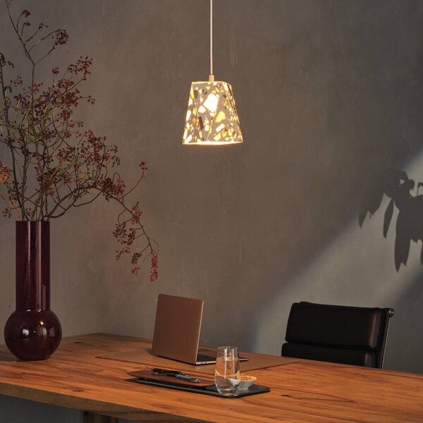 OSRAM Závěsné světlo Decor Gleam Box, teraco, béžová, E27, stmívatelný, Obývací pokoj / jídelna, Kámen