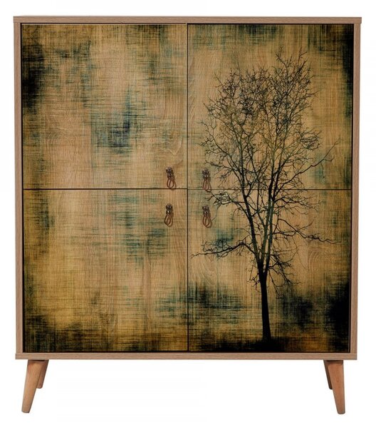 Hanah Home Komoda Kikos 95 cm dub sonoma/zelená