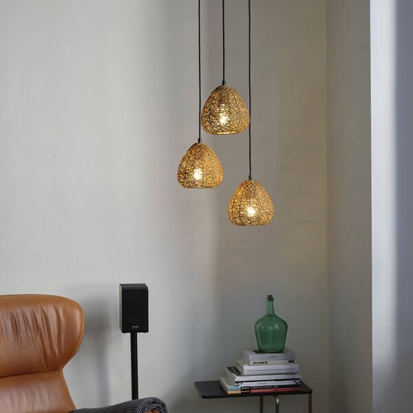 OSRAM Závěsné světlo Decor Paper Drop, 3 žárovky, kulatá, béžová, E27, stmívatelný, Hnědá / rez, Obývací pokoj / jídelna, Papír / lunolit / lunopal, Venkovský / rustikální