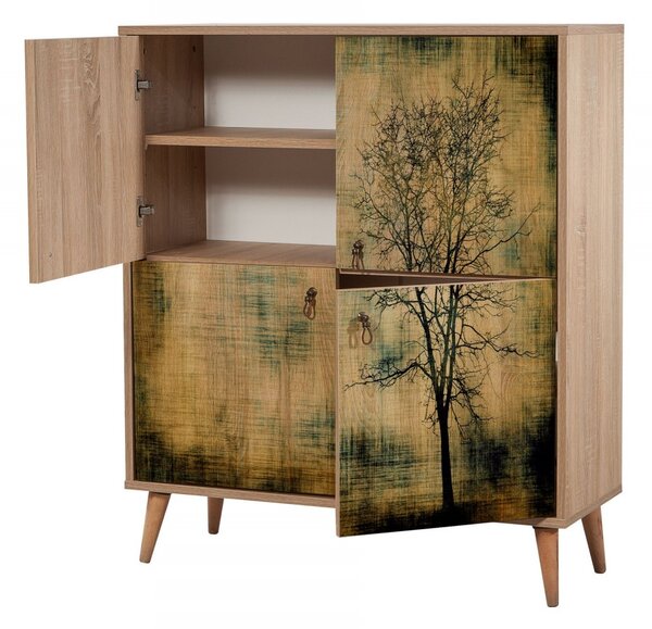 Hanah Home Komoda Kikos 95 cm dub sonoma/zelená