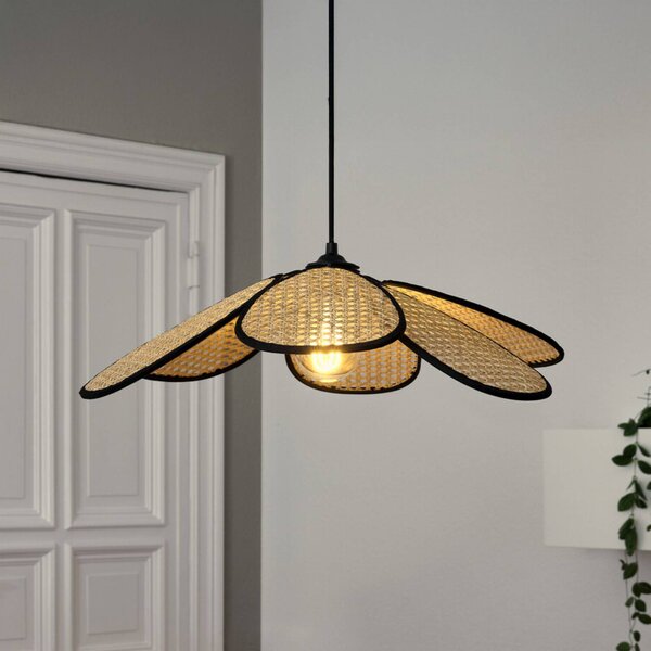 OSRAM Závěsné světlo Decor Rattan Daisy, Ø 58 cm, béžové, E27, stmívatelný, Krémová / jantar, Obývací pokoj / jídelna, Dřevo, Středozemní