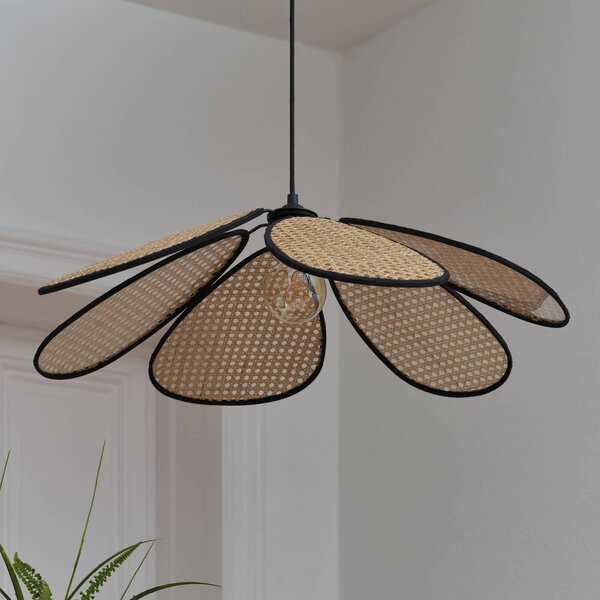 OSRAM Závěsné světlo Decor Rattan Daisy, Ø 69 cm, béžové, E27, stmívatelný, Krémová / jantar, Obývací pokoj / jídelna, Dřevo, Středozemní