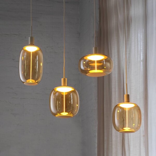 OSRAM závěsné světlo Decor Needle Linear béžová, ocel, 4 žárovky E27, stmívatelný, Krémová / jantar, Obývací pokoj / jídelna, kov, Moderní