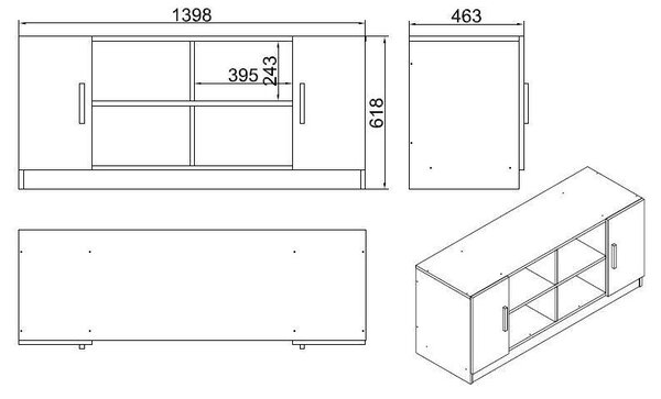 Hanah Home Komoda Vario F 139,8 cm tmavě hnědá/antracit