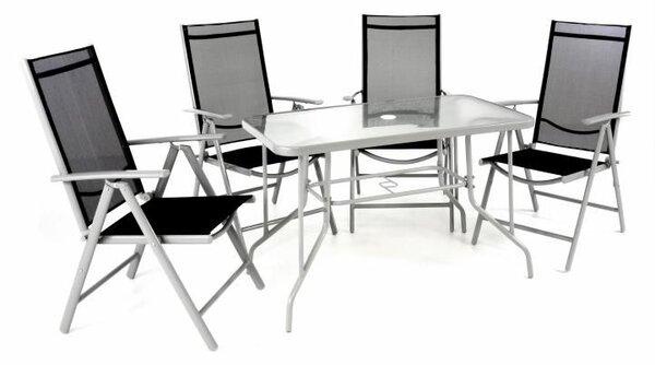 Garthen 40988 Zahradní skládací set stůl + 4 židle - černá