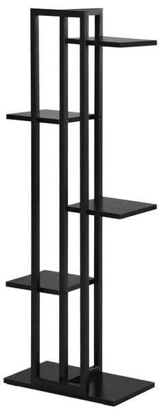 Outsunny 5-patrový stojan na květiny z MDF a oceli, 40x22x113 cm, černý | Aosom