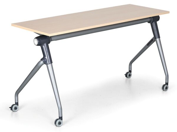 Skládací jednací stůl se sklopnou deskou TRAINING PLUS, 145x45 cm, bříza