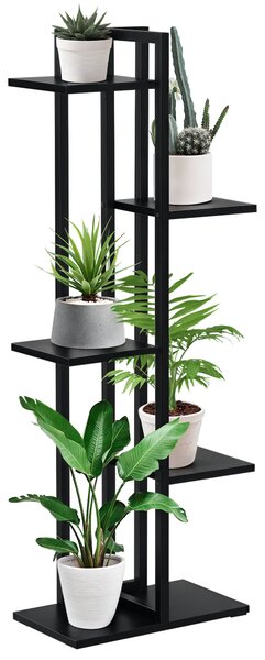 Outsunny 5-patrový stojan na květiny z MDF a oceli, 40x22x113 cm, černý | Aosom
