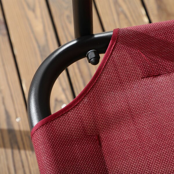 Zahradní houpačka Outsunny pro 3 osoby s nastavitelnou sluneční clonou, prodyšným potahem a kovovým rámem, nosnost do 240 kg, 172x110x153 cm, vínová č