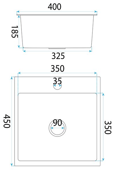 Rea Leo 40, 1-komorový nerezový dřez 400x450x185 mm, měděná matná, ZLE-06016