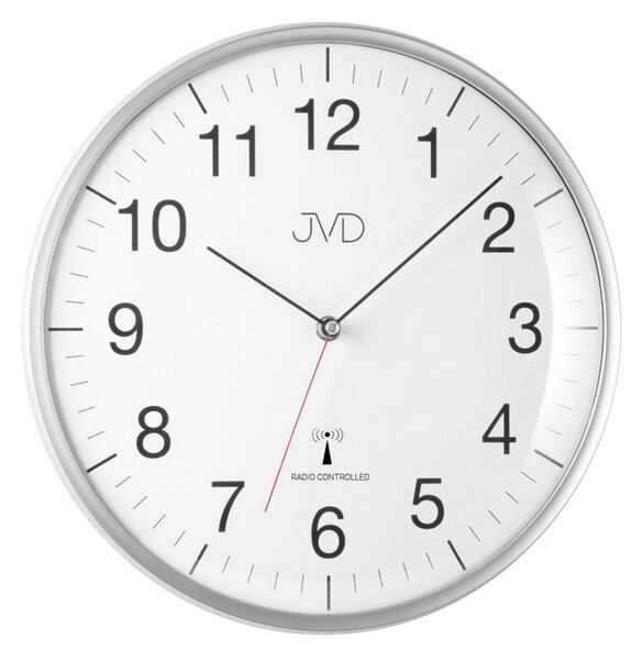 JVD Nástěnné rádiem řízene hodiny -stříbrné RH16.1