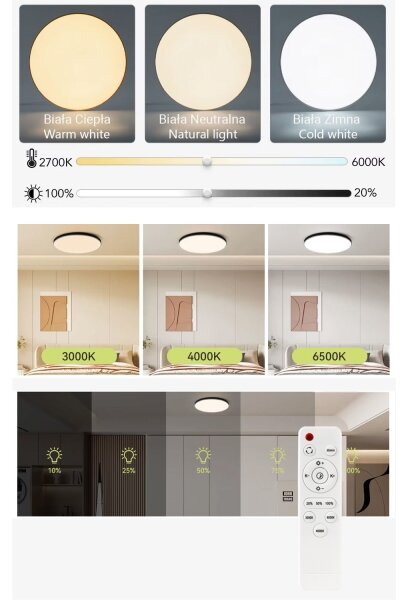 LED Stmívatelné stropní svítidlo LED/30W/230V 3000-6500K pr. 30 cm černá + DO