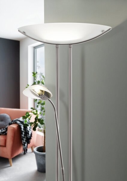 EGLO 85971 - Stmívatelná stojací lampa BAYA 1xR7s/230W+1xG9/33W matný chrom