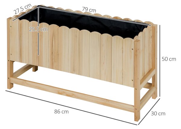 Outsunny venkovní vertikální úsporný květináč z jedlového dřeva s odvodňovacím otvorem a vnitřním potahem, 86x30x50 cm, dřevěná barva | Aosom