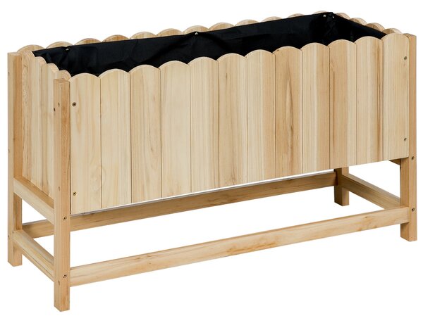 Outsunny venkovní vertikální úsporný květináč z jedlového dřeva s odvodňovacím otvorem a vnitřním potahem, 86x30x50 cm, dřevěná barva | Aosom