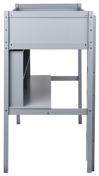 Vyvýšená postel s psacím stolem Borovicové dřevo FOUCAMONT 90 x 200 cm Šedá