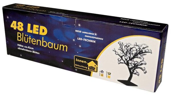 Dekorativní LED strom s květy 45 cm, studená bílá