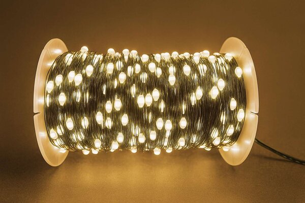 Vánoční LED mikro řetěz s kapkovými diodami, teplá bílá, 50M, 500 LED, 8 programů, dálkový ovládač
