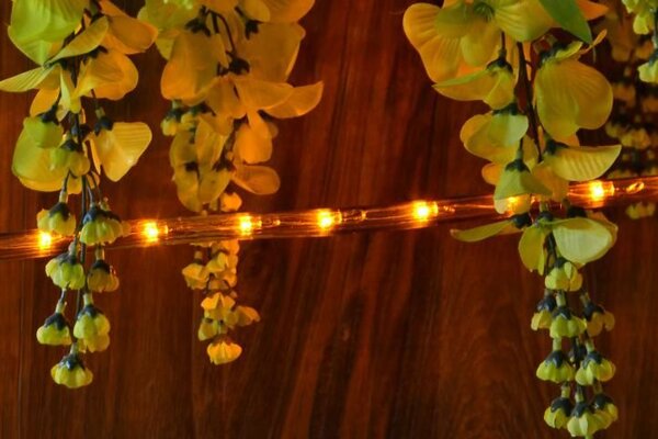 LED světelný kabel 240 diod, 10 m, žlutý