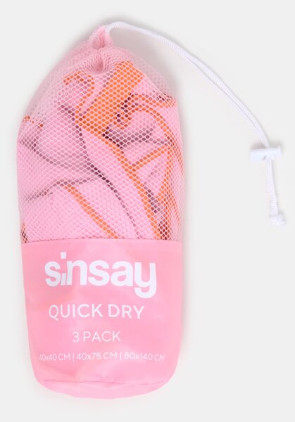 Sinsay - Sada rychleschnoucích ručníků 3 pack - růžová