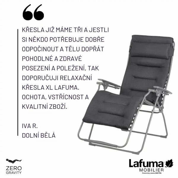 Zvýhodněná sada: 2× Relaxační křeslo Lafuma FUTURA XL BeComfort modrá Bleu Encre + 2× držák nápojů ZDARMA