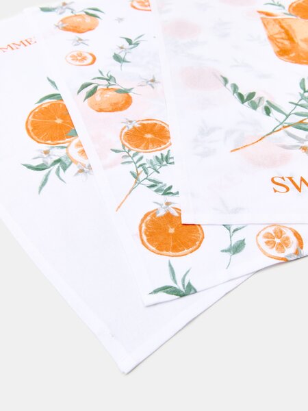 Sinsay - Sada kuchyňských utěrek s motivem pomerančů 3 pack - oranžová