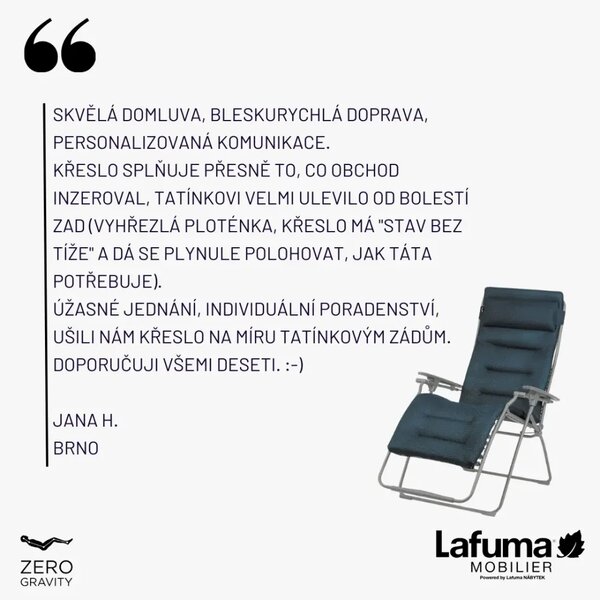 Zvýhodněná sada: 2× Relaxační křeslo Lafuma FUTURA XL BeComfort modrá Bleu Encre + 2× držák nápojů ZDARMA