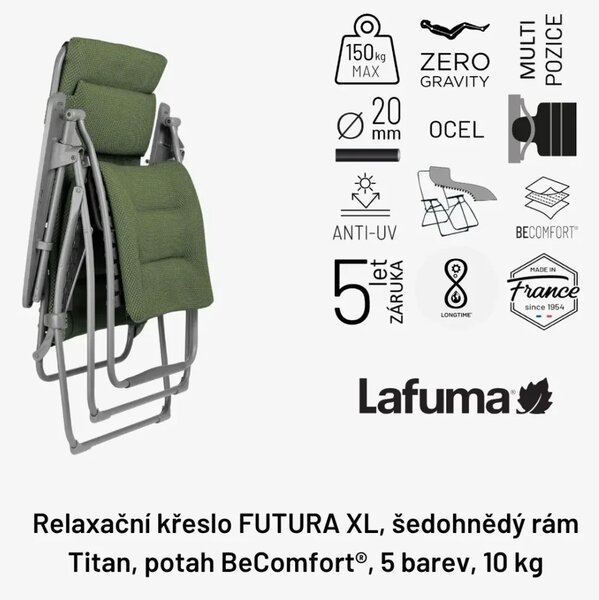 Zvýhodněná sada: 2× Relaxační křeslo Lafuma FUTURA XL BeComfort modrá Bleu Encre + 2× držák nápojů ZDARMA