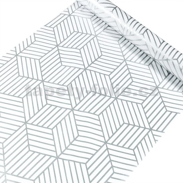Samolepící tapety 45 cm x 10 m IMPOL TRADE 9425-1, geometrický vzor stříbrný , samolepící tapety