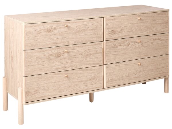 Komoda se 6 zásuvkami COLLINS Světle hnědá