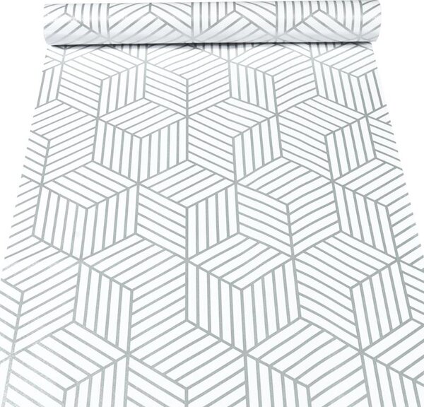 Samolepící tapety 45 cm x 10 m IMPOL TRADE 9425-1, geometrický vzor stříbrný , samolepící tapety