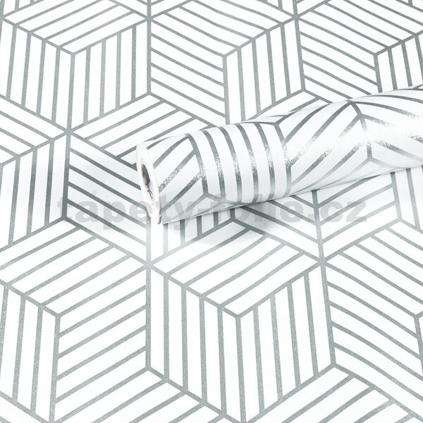 Samolepící tapety 45 cm x 10 m IMPOL TRADE 9425-1, geometrický vzor stříbrný , samolepící tapety