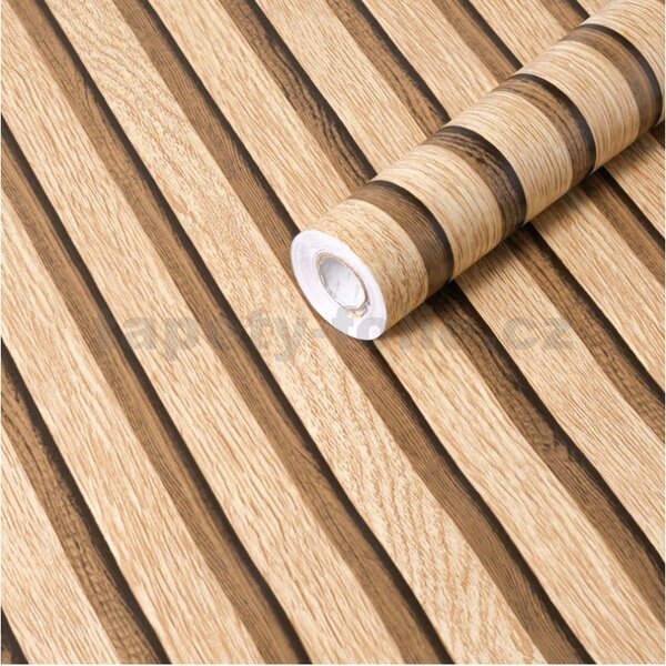 Samolepící tapety 45 cm x 10 m IMPOL TRADE 9342, lamely dub světlý, samolepící tapety