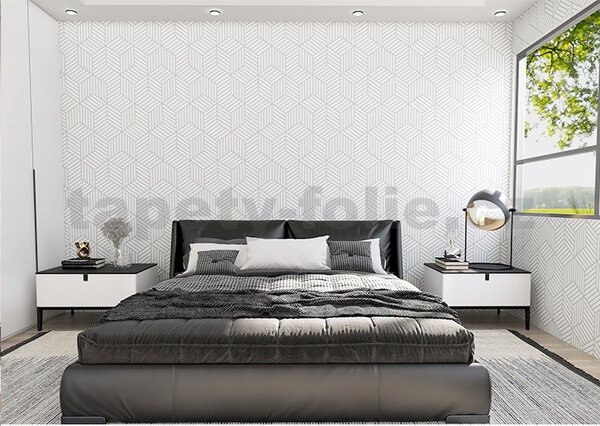 Samolepící tapety 45 cm x 10 m IMPOL TRADE 9425-1, geometrický vzor stříbrný , samolepící tapety