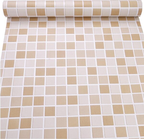 Samolepící tapety 45 cm x 10 m IMPOL TRADE 9197, mozaika béžová se stříbrnou spárou, samolepící tapety
