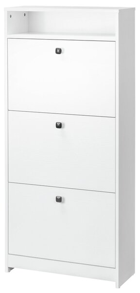 HOMCOM Botník s 3 sklápěcími přihrádkami (18 párů bot) a 1 úložnou policí z dřevotřísky, bílý, 60x24x132cm | Aosom