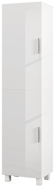 HOMCOM Moderní koupelnový sloupec šetřící prostor se dvěma skříňkami, vysoká koupelnová skříň s nastavitelnými policemi z bílé MDF, 40x30x167,5 cm, le
