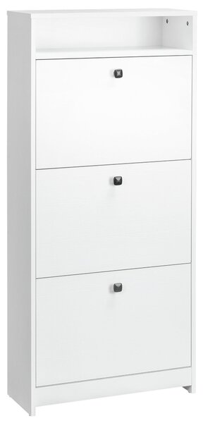 HOMCOM Botník s 3 sklápěcími přihrádkami (18 párů bot) a 1 úložnou policí z dřevotřísky, bílý, 60x24x132cm | Aosom
