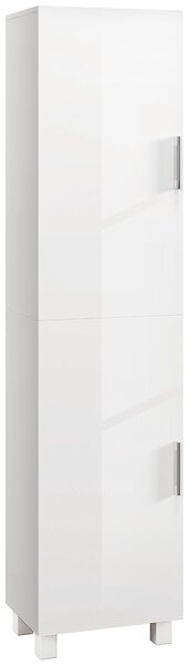 HOMCOM Moderní koupelnový sloupec šetřící prostor se dvěma skříňkami, vysoká koupelnová skříň s nastavitelnými policemi z bílé MDF, 40x30x167,5 cm, le