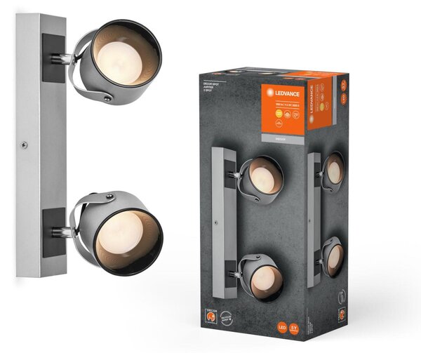 LEDVANCE LED nástěnné a stropní bodové svítidlo Jupiter stříbrné 2 spoty 4058075828223