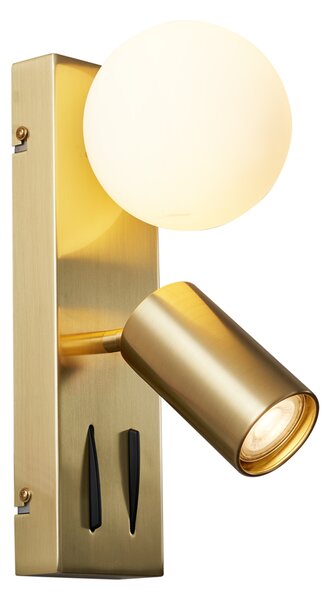Moderní mosazná nástěnná lampa 2-světelná nastavitelná s portem USB-C - Lesly